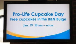 cupcake announcement on monitor