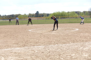 Number 11, Kaylee Lofboom, pitching near the end of the game. Photo Credit: Ryan Schaal